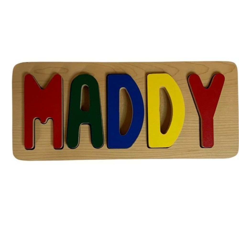 Personalized Maddy 5 Piece Wooden Puzzle Letters Learning Names Colorful Sturdy